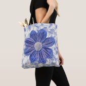 Artsy Blue Flower op  Pattern Canvas tas (Dichtbij)