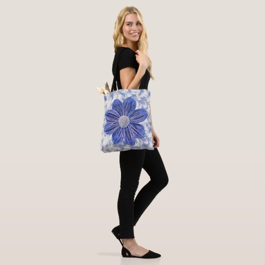 Artsy Blue Flower op  Pattern Canvas tas (Op model)