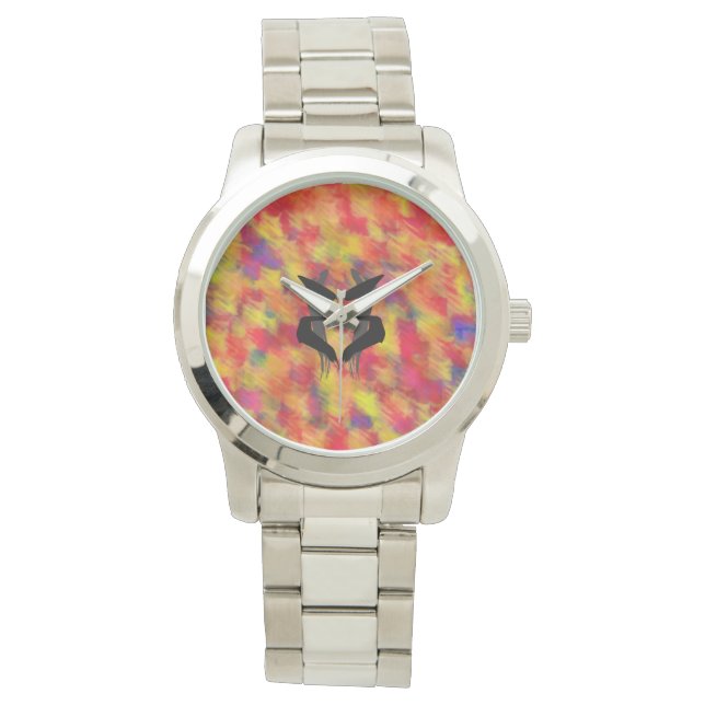 Artsy Blue Psychiater Rorschach Blot Horloge (Voorkant)
