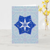  Artsy Blue Star Holiday Card Kaart (Gele Bloem)