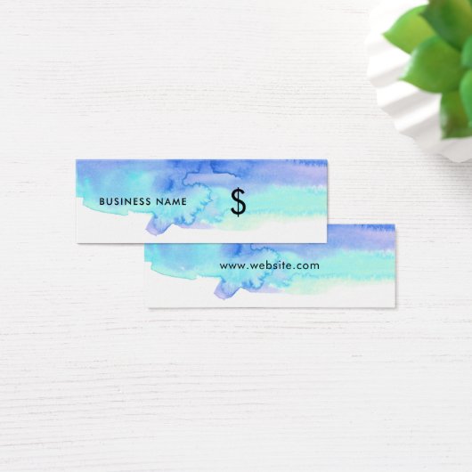 Artsy Blue Waterverf Splash White Price Label Mini Visitekaartjes (Bureau)