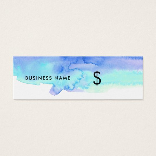 Artsy Blue Waterverf Splash White Price Label Mini Visitekaartjes (Voorkant)