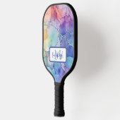 Artsy Bord Regenboog Alcohol en Inkt Monogrammed Pickleball Paddle (Links)