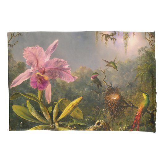 Artsy Brazilian Cattelya Orchid en 3 kolibries Kussensloop (Voorkant)