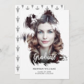 Artsy Brush Stroke Overlay Graduation Faire-part (Devant / Derrière)
