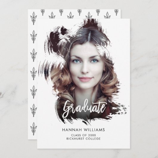 Artsy Brush Stroke Overlay Graduation Faire-part (Devant / Derrière)