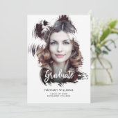 Artsy Brush Stroke Overlay Graduation Invitation d (Debout devant)