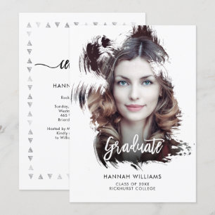 Artsy Brush Stroke Overlay Graduparty nodigt uit Kaart