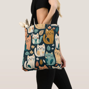 Artsy Cat Pattern Cute Draagtas