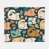 Artsy Cat Pattern Cute Fleece Deken (Voorkant (Horizontaal))