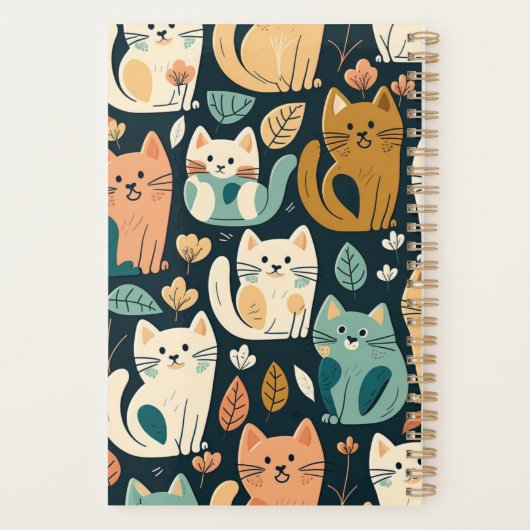 Artsy Cat Pattern Cute Planner (Achterkant)