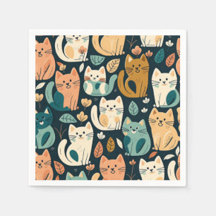 Artsy Cat Pattern Cute Servet