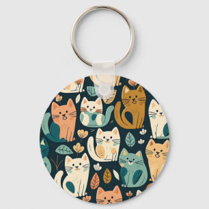 Artsy Cat Pattern Cute Sleutelhanger