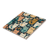 Artsy Cat Pattern Cute Tegeltje (Zijkant)
