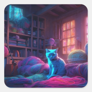 Artsy Cat Vierkante Sticker