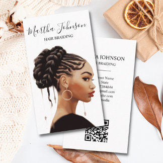 Artsy Chic Afro Amerikaanse vlechten QR-code Visitekaartje