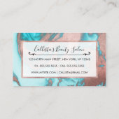 Artsy Chic Roos Gold Aqua Mint Blue Marble Patroon Afsprakenkaartje (Achterkant)