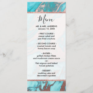 Artsy Chic Roos Gold Aqua Mint Blue Marble Patroon Menu