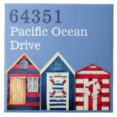 Artsy Coastal Custom House nr Beach huts blue Tegeltje (Voorkant)