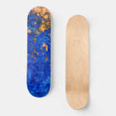 Artsy Cobalt Blue Golden Yellow Acrylverf Skateboard (Voorkant)