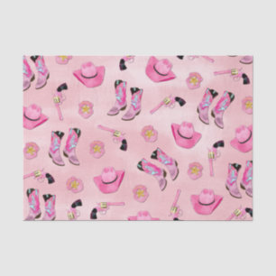 Artsy Cute Girly Pink Blauwgroen Cowgirl Waterverf Tissuepapier