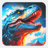 Artsy Dinosaurus Vierkante Sticker (Voorkant)