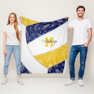 Artsy Doodle Navy Blauw Goud Boho Volleybal Fleece Deken