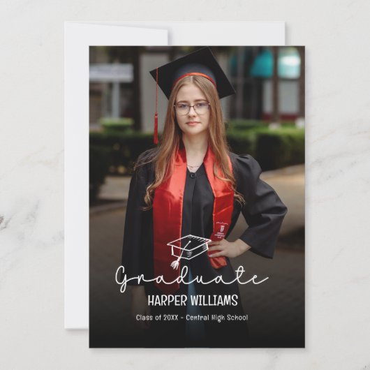 Artsy Doodles Editable Color Graduation Invitation (Devant)
