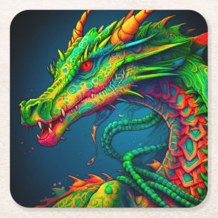 Artsy Dragon Vierkante Kartonnen Onderzetter