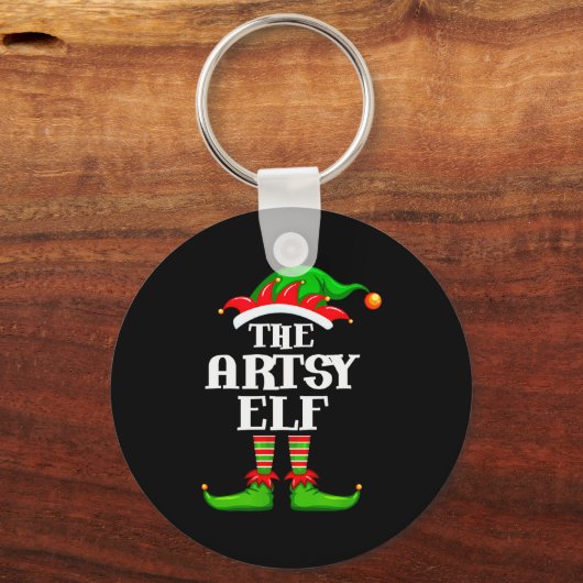 Artsy Elf Matching Family Group Christmas Party Py Sleutelhanger (Voorkant)