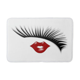 Artsy Feminine Chic Eyelashes & Lips Designer Badmat
