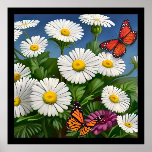 Artsy Fun Daisies en Butterflies Poster (Voorkant)