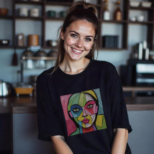 Artsy Fun Whimsical Modern Abstract gezicht kleurr T-shirt