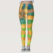 Artsy Geel en Blauw Multi Leggings (Voorkant)