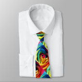 Artsy Geometric Rainbow Roos Necktie Stropdas (Gebonden)