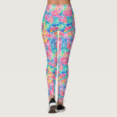 Artsy Geometric Rainbow Waterverf Mosaic Pattern Leggings (Achterkant)