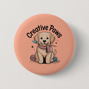 Artsy Golden Retriever Hobbymaat Honden Kunstenaar Ronde Button 5,7 Cm