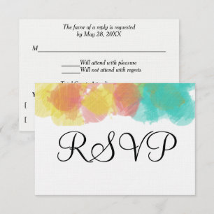 Artsy Gouache Pink Yellow Blue Waterverf RSVP Kaartje