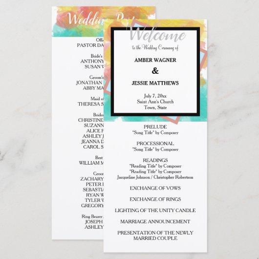 Artsy Gouache Watercolors Geometric  Program Programma (Voorkant / Achterkant)