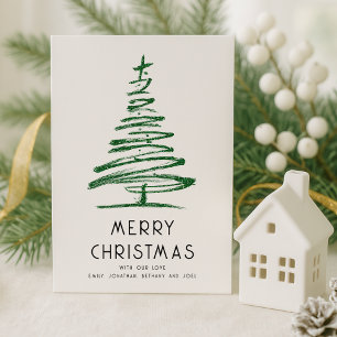 Artsy Green Glitter Tree Merry Christmas Feestdagenkaart