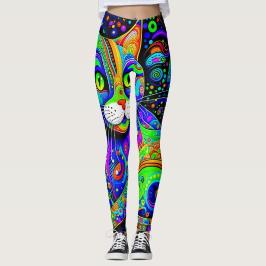 Artsy Haight-Ashbury Cat Leggings sur toute impres (Devant)