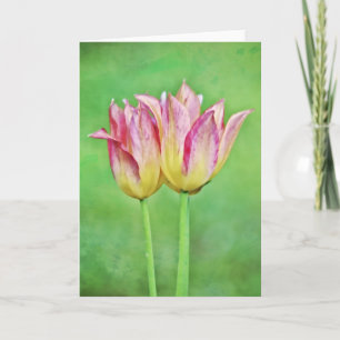 Artsy Happy Twin Tulips Art Kaart