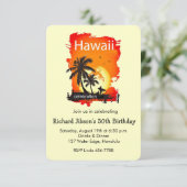 Artsy Hawaii Beach Zonsondergang Feest Uitnodiging (Staand voorkant)