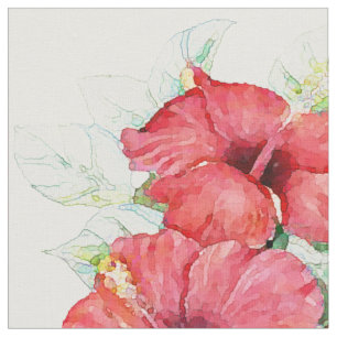 Artsy Hibiscus Flowers Tropische Floral Stof