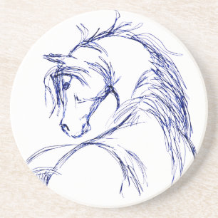 Artsy Horse Head Sketch Zandsteen Onderzetter