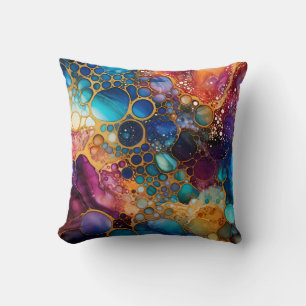 Artsy Huidige Regenboog Alcohol en Inkt Kussen