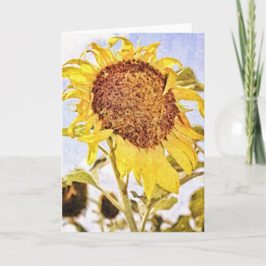 Artsy Impressionist Sunflower Note Kaart (Voorkant)