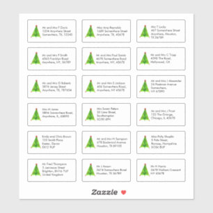 Artsy Kerstboom 18 Individuele Naam Adressen Sticker