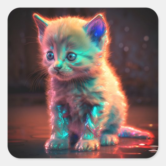 Artsy Kitten Vierkante Sticker (Voorkant)