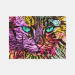 Artsy Kitty Cat Fleece Deken